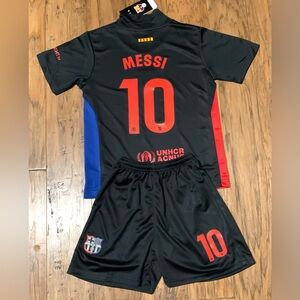 Kids Medium Lionel Messi Black Barcelona Jersey Size 26 Boys 2 Piece Set NWT